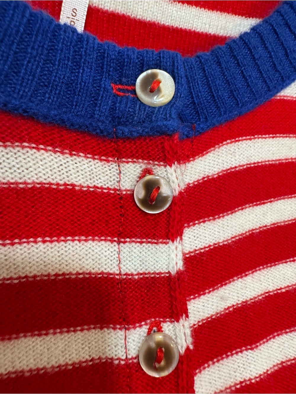 Free People Red White Blue Striped Cashmere Blend Cardigan Sweater Small - Picture 8 of 10